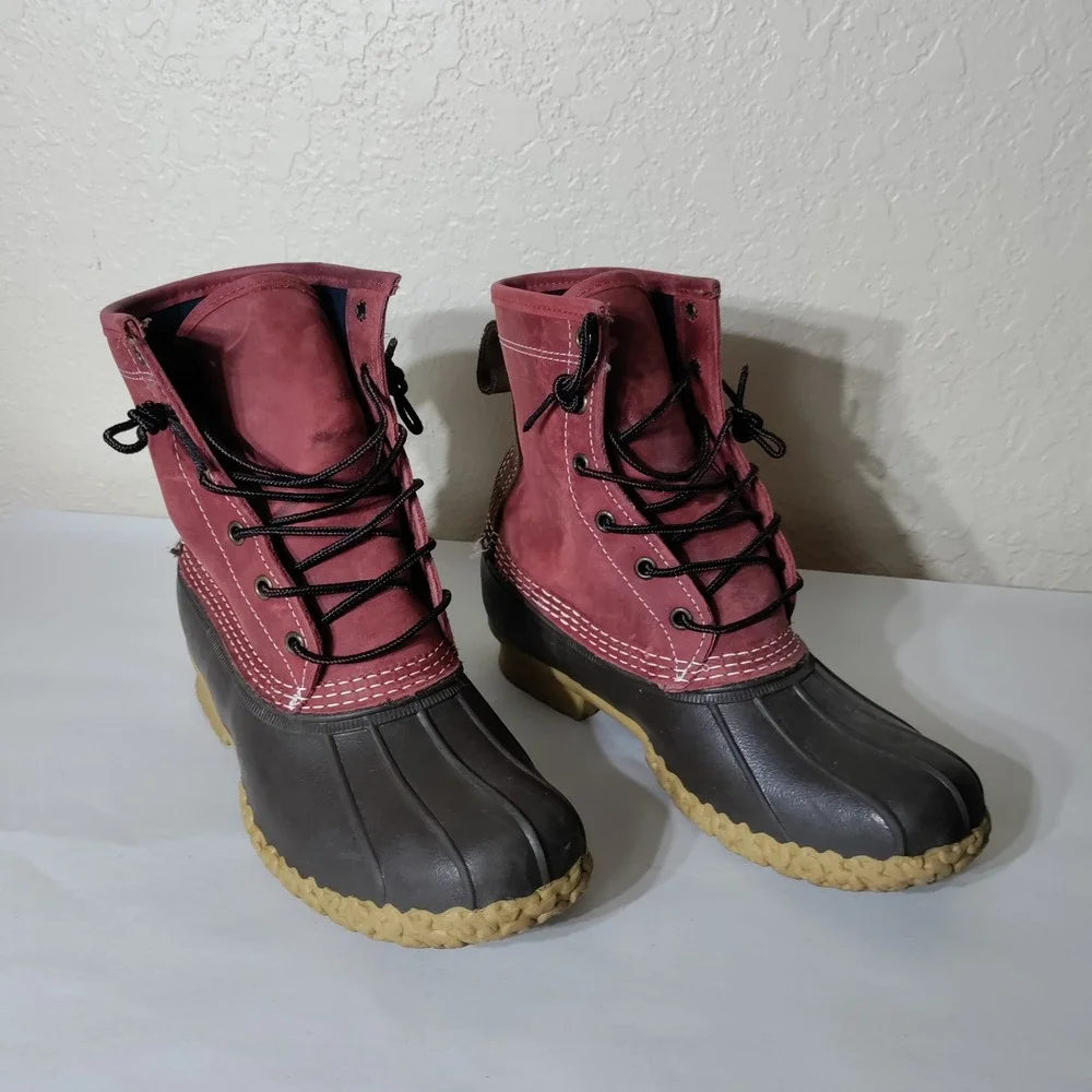 L.L. Bean Boots Mens 7 M Red Brown Duck‎ Boots Made in USA 504776
